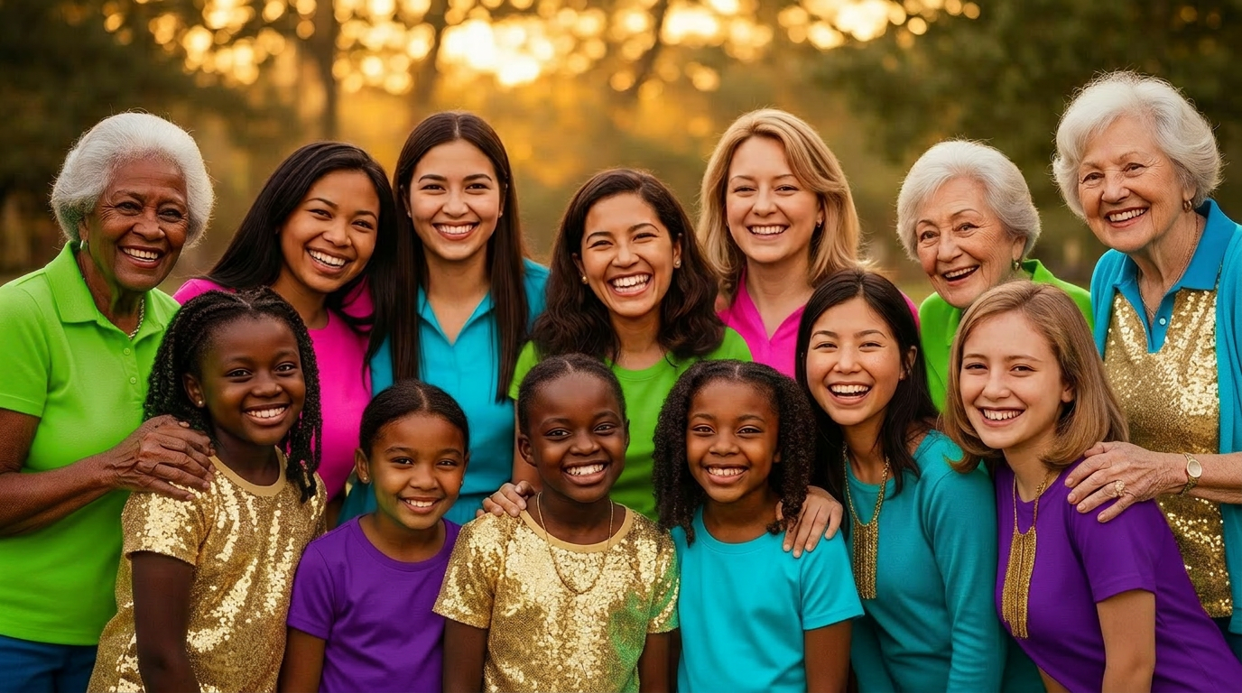 Dazzling GEMS mentors and girls together — a welcoming community